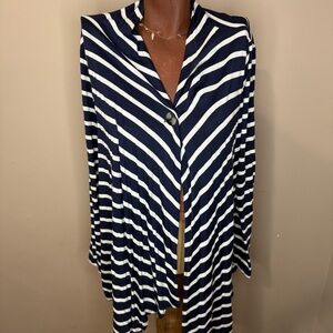 AB Studio Navy and Cream Striped Sweater